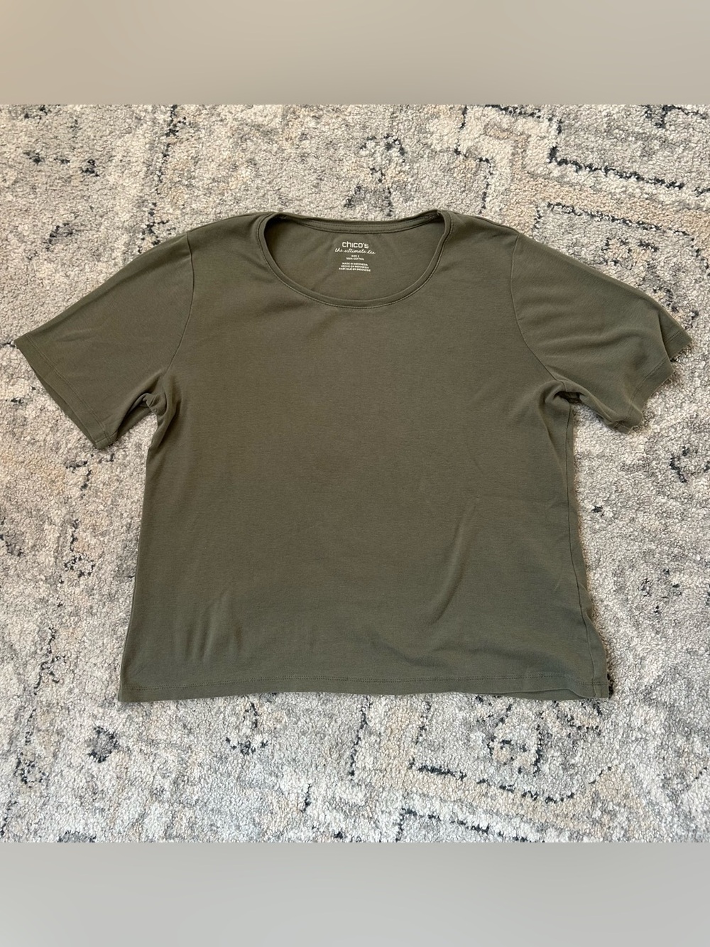 Chico's Olive Crewneck Short Sleeve Top